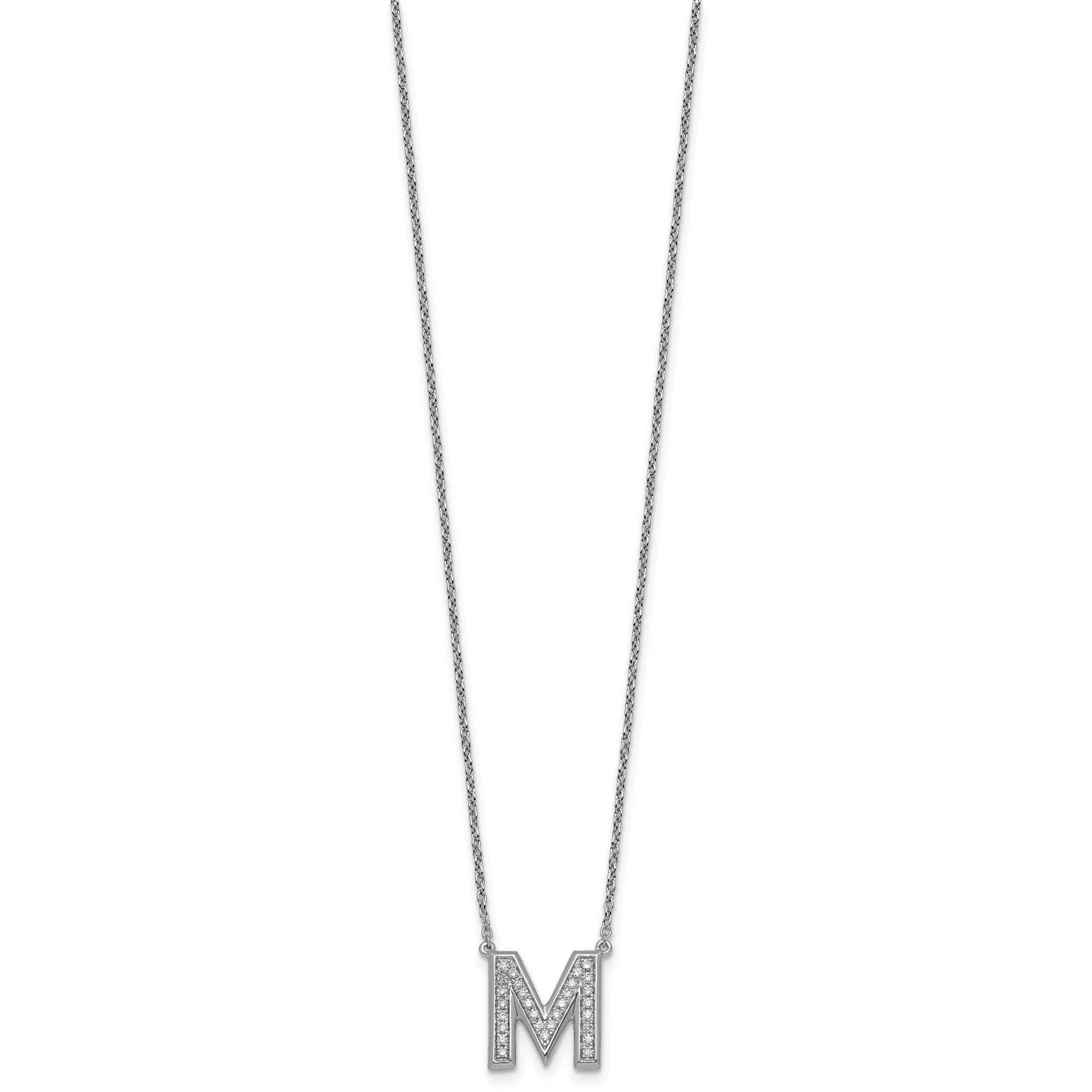 Lab-Grown Diamond Initial M Necklace in 14K White Gold (0.3 ct. tw.) Secondary image