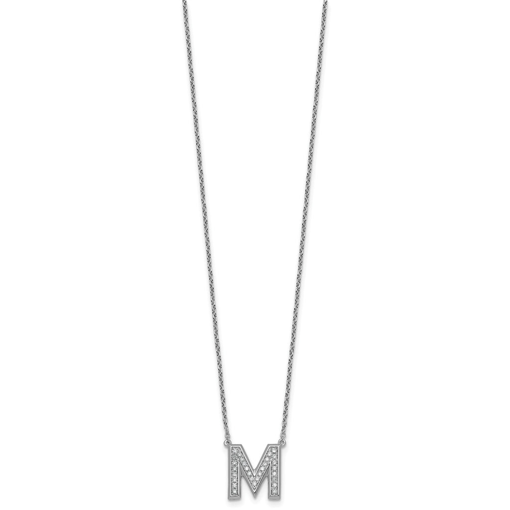 Lab-Grown Diamond Initial M Necklace in 14K White Gold (0.3 ct. tw.) - Sophia Jewelers