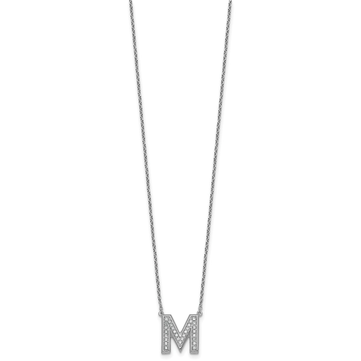 Lab-Grown Diamond Initial M Necklace in 14K White Gold (0.3 ct. tw.) - Sophia Jewelers