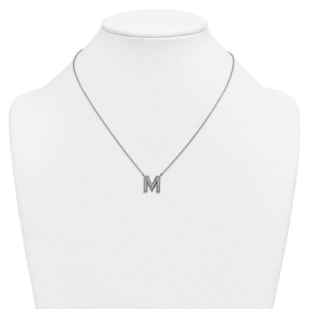 Lab-Grown Diamond Initial M Necklace in 14K White Gold (0.3 ct. tw.) - Sophia Jewelers