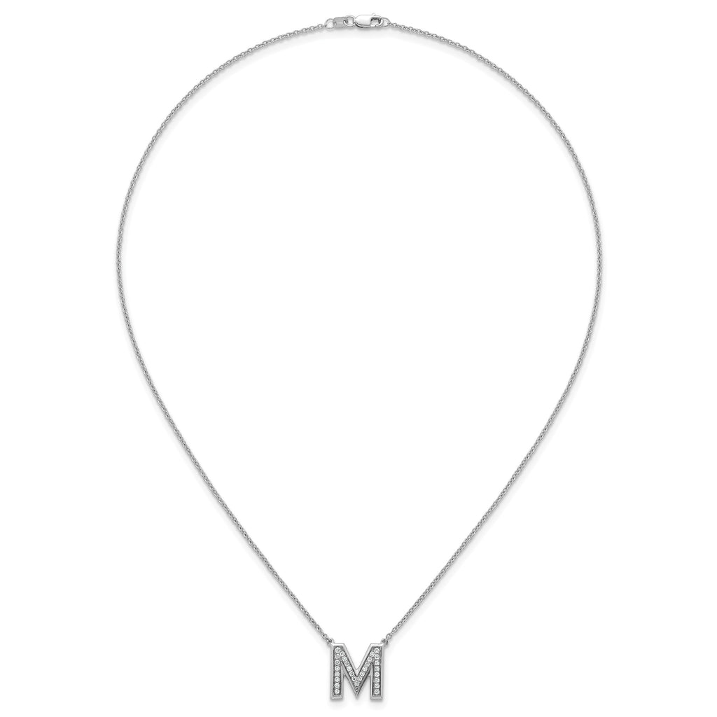 Lab-Grown Diamond Initial M Necklace in 14K White Gold (0.3 ct. tw.) - Sophia Jewelers
