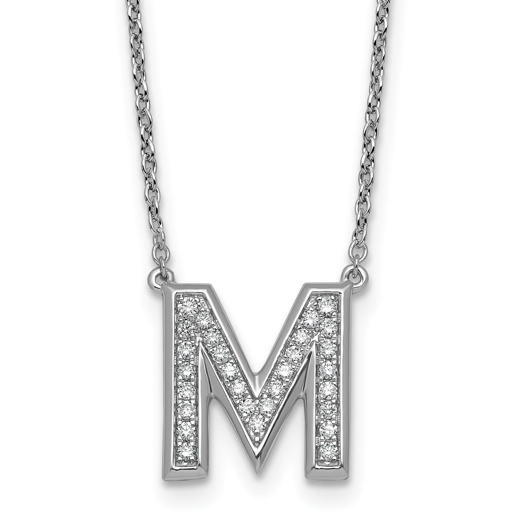Lab-Grown Diamond Initial M Necklace in 14K White Gold (0.3 ct. tw.) - Sophia Jewelers