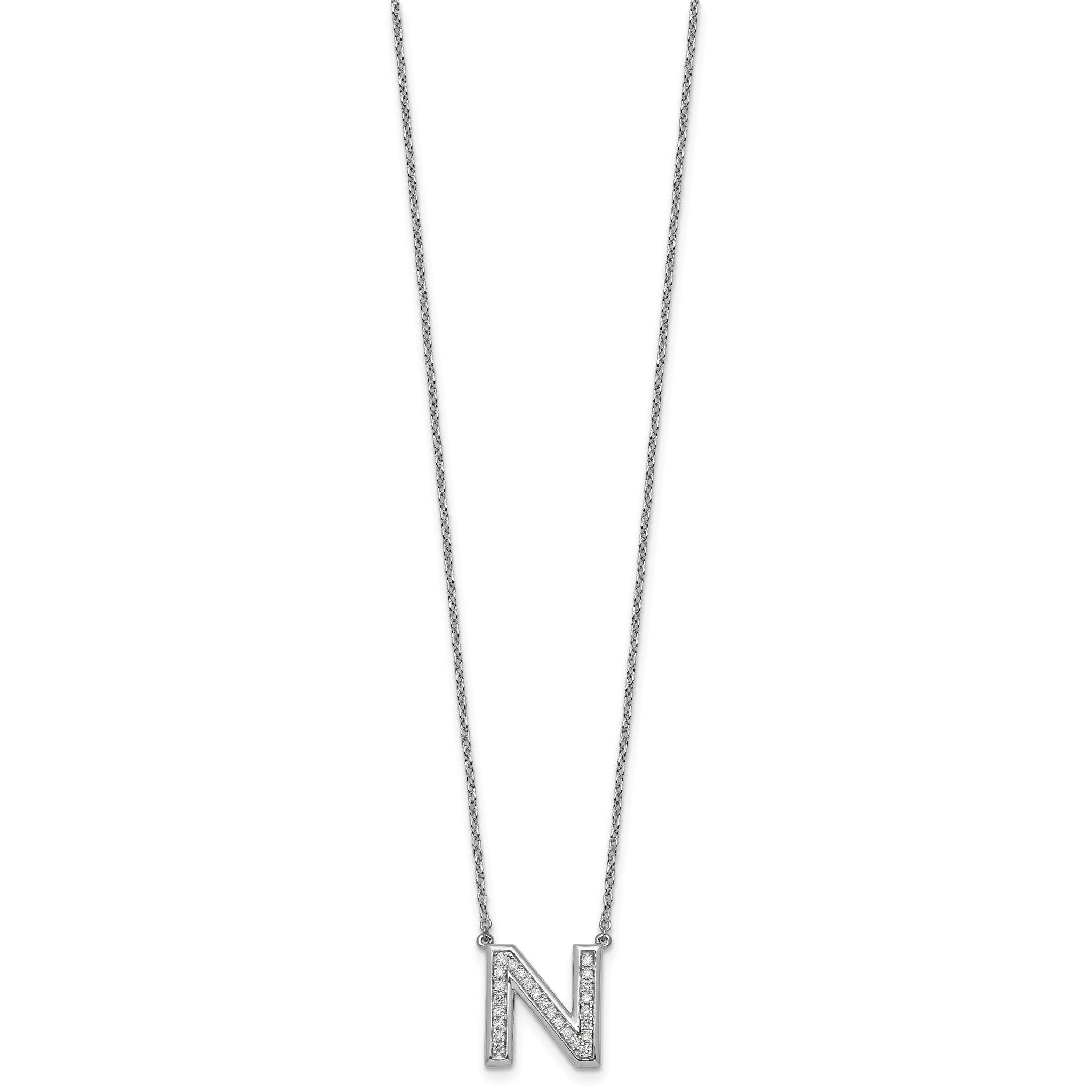 Lab-Grown Diamond Initial N Necklace in 14K White Gold (0.26 ct. tw.) Secondary image