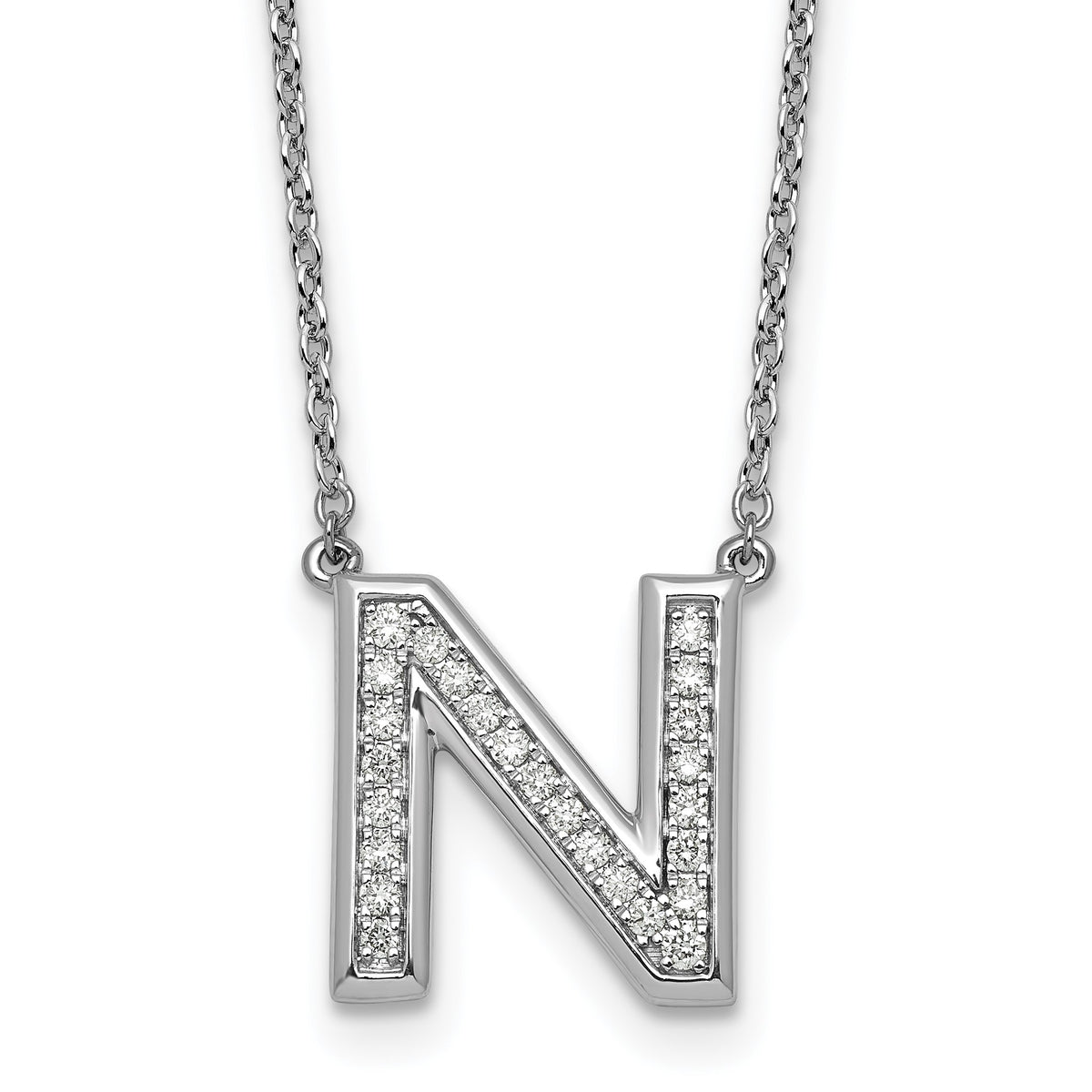 Lab-Grown Diamond Initial N Necklace in 14K White Gold (0.26 ct. tw.) - Sophia Jewelers Main image