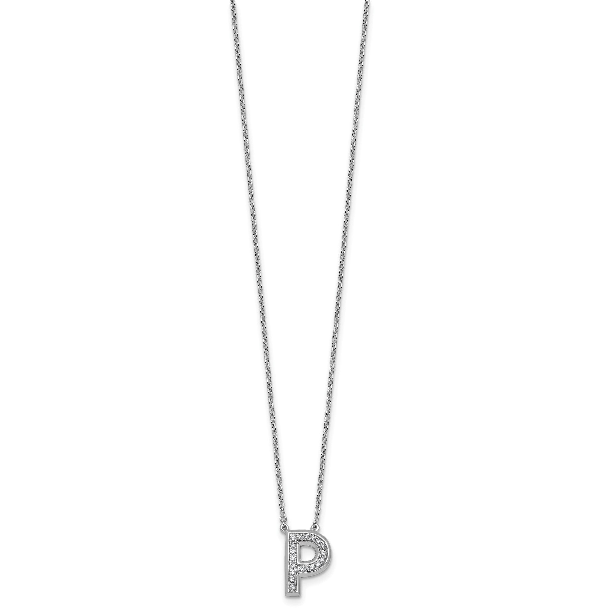 Lab-Grown Diamond Initial P Necklace in 14K White Gold (0.19 ct. tw.) Secondary image