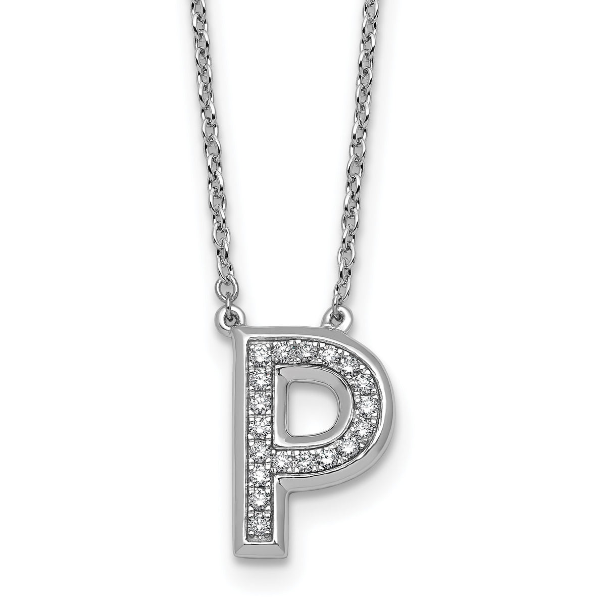 Lab-Grown Diamond Initial P Necklace in 14K White Gold (0.19 ct. tw.) - Sophia Jewelers Main image
