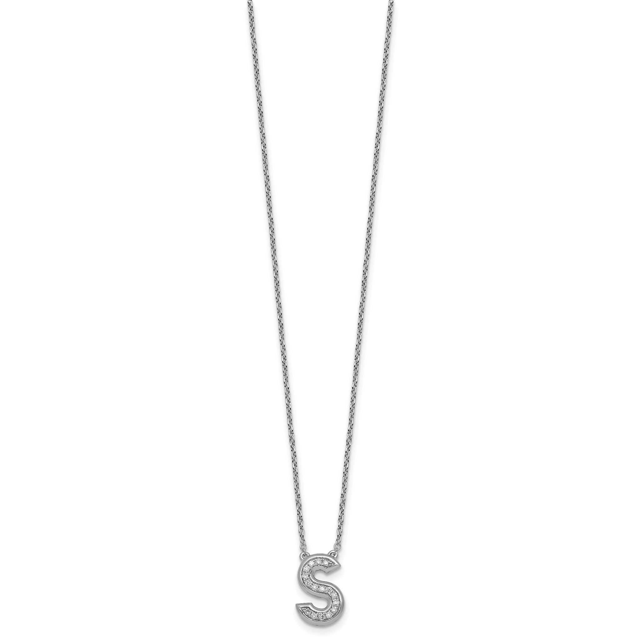 Lab-Grown Diamond Initial S Necklace in 14K White Gold (0.16 ct. tw.) Secondary image