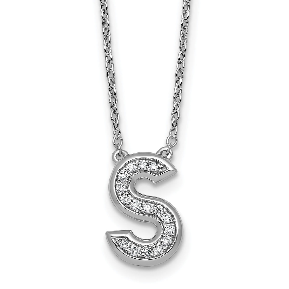 Lab-Grown Diamond Initial S Necklace in 14K White Gold (0.16 ct. tw.) - Sophia Jewelers Main image