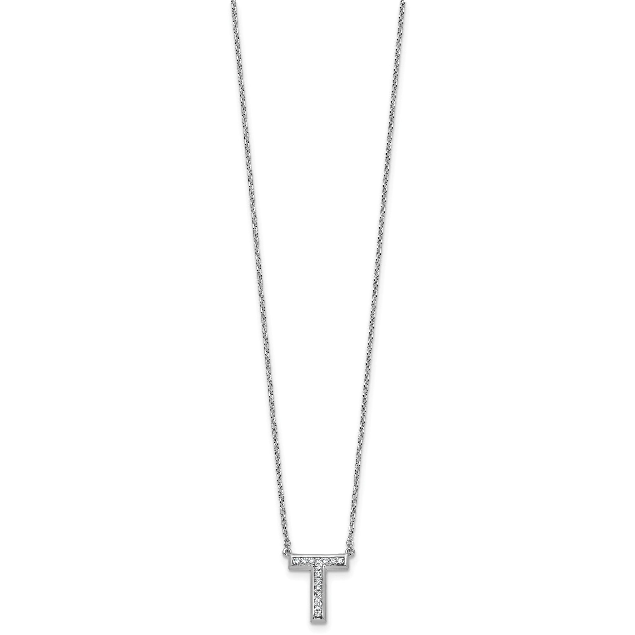 Lab-Grown Diamond Initial T Necklace in 14K White Gold (0.15 ct. tw.) Secondary image