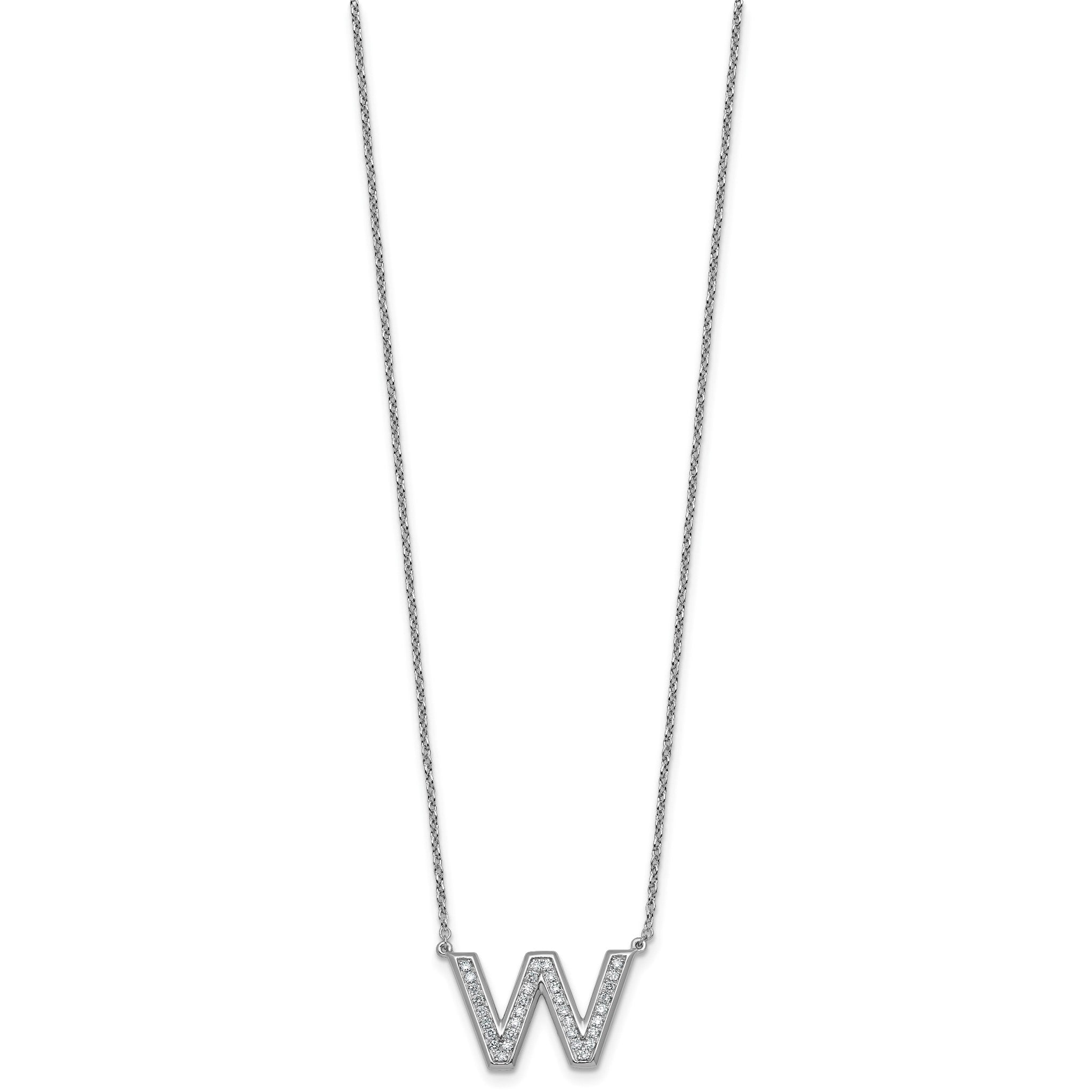 Lab-Grown Diamond Initial W Necklace in 14K White Gold (0.34 ct. tw.) Secondary image