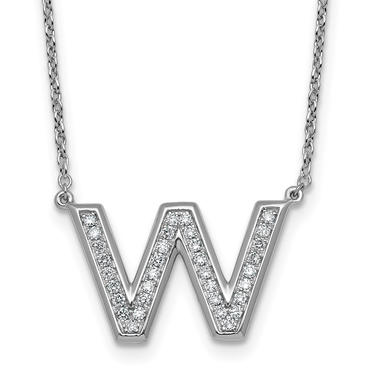 Lab-Grown Diamond Initial W Necklace in 14K White Gold (0.34 ct. tw.) - Sophia Jewelers Main image