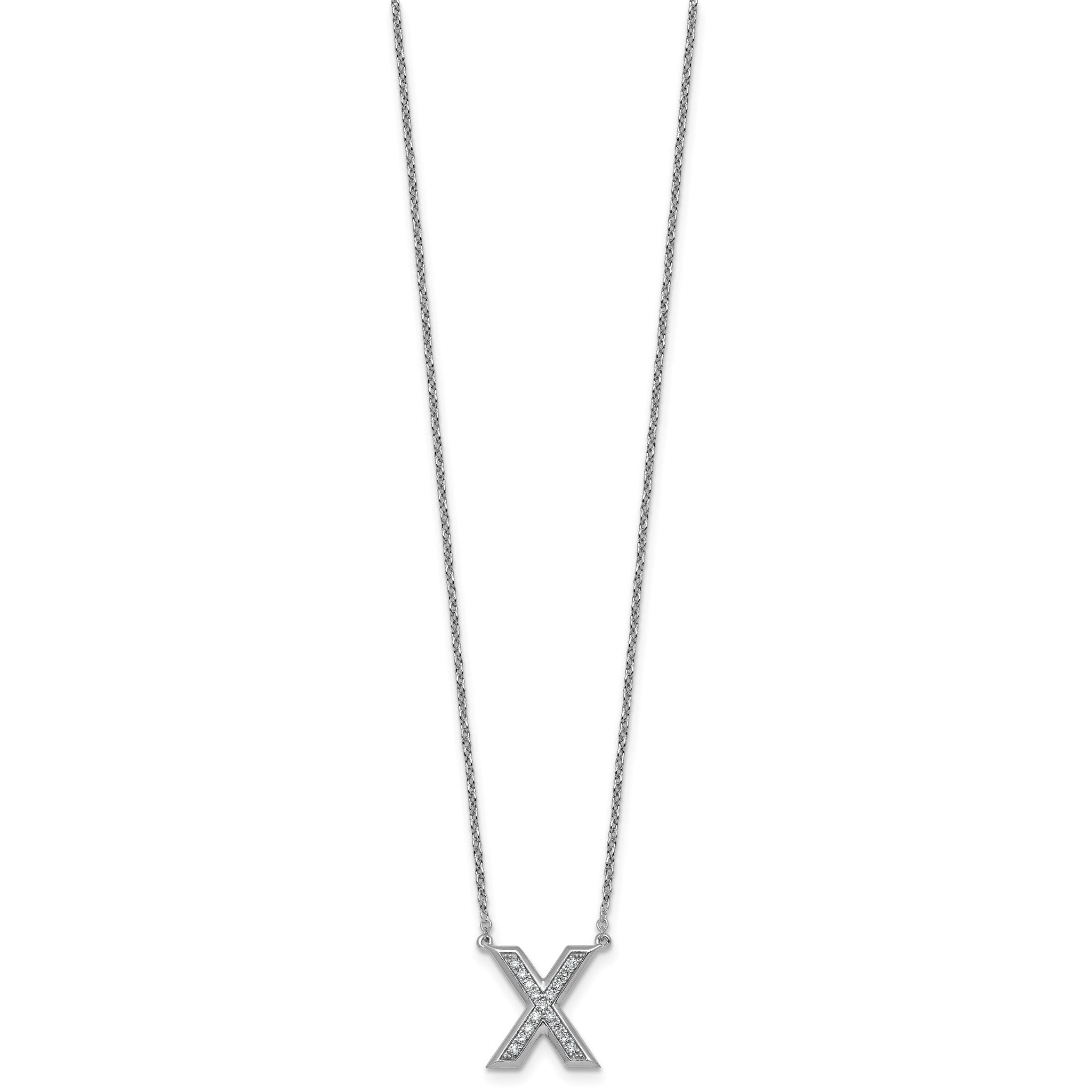 Lab-Grown Diamond Initial X Necklace in 14K White Gold (0.17 ct. tw.) Secondary image