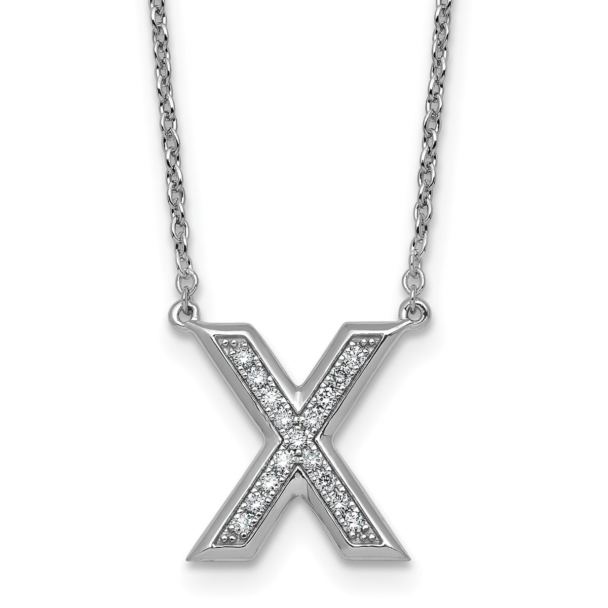 Lab-Grown Diamond Initial X Necklace in 14K White Gold (0.17 ct. tw.) - Sophia Jewelers Main image