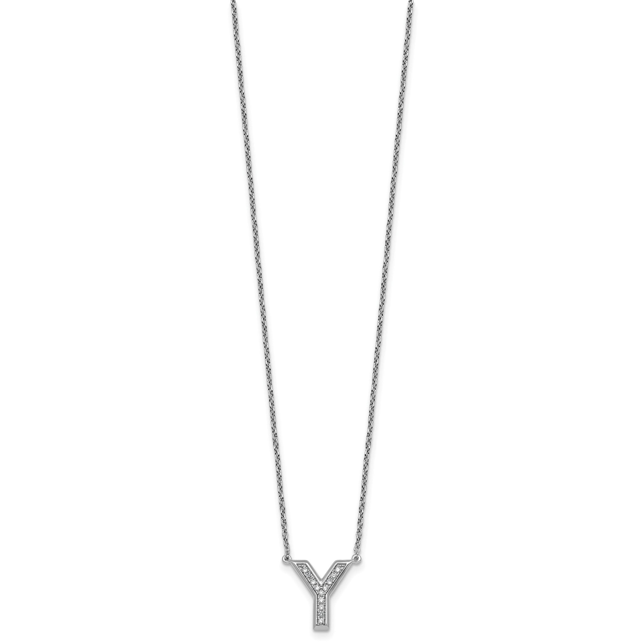 Lab-Grown Diamond Initial Y Necklace in 14K White Gold (0.13 ct. tw.) Secondary image