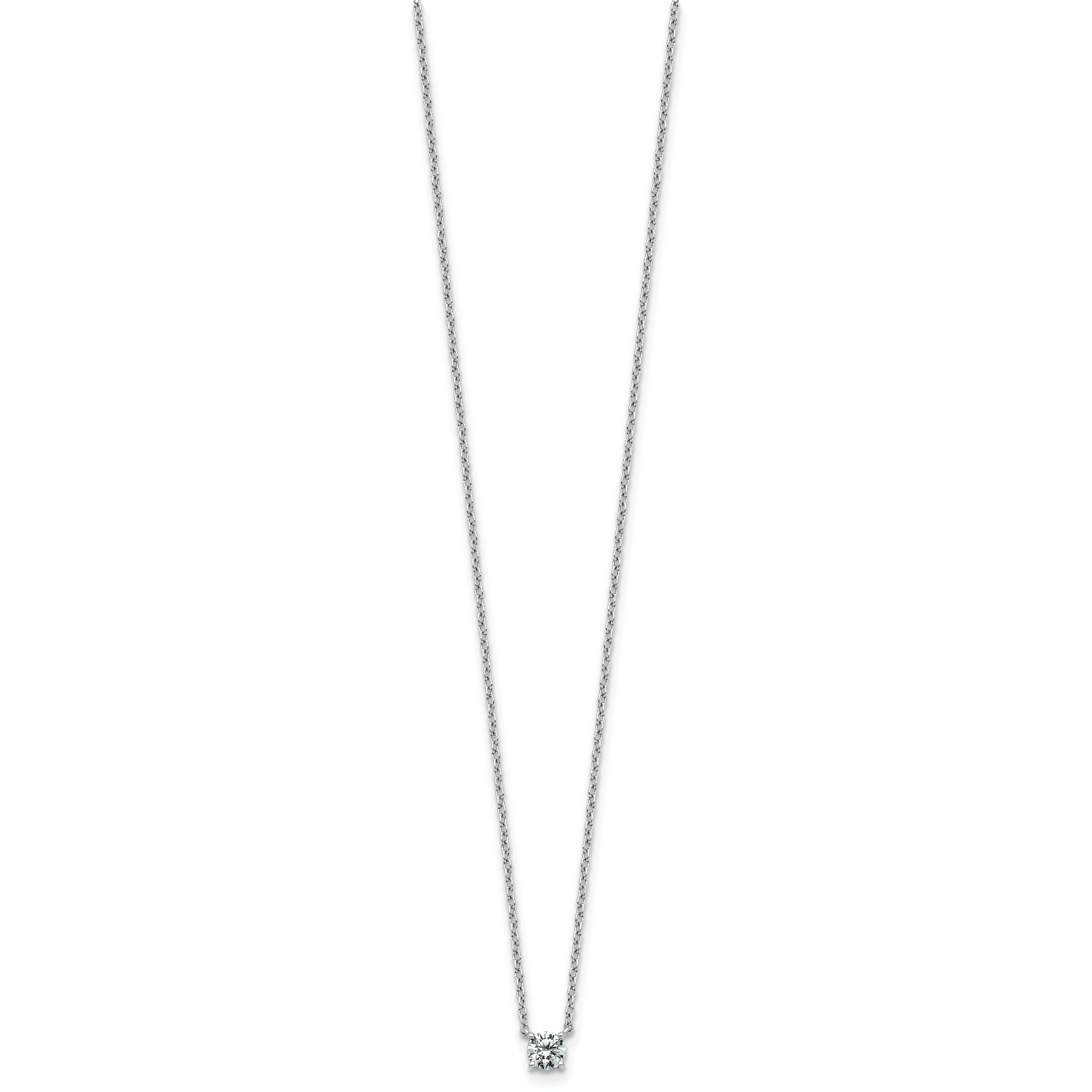14k White Gold 1/4 carat Lab Grown Diamond VS/SI+ G+ Round Complete Four Prong 18 inch Solitaire Necklace