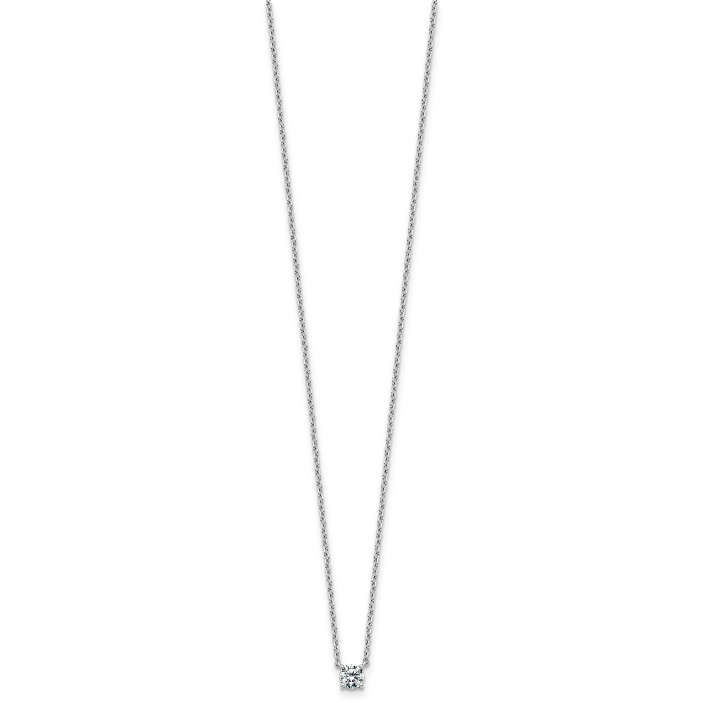 14k White Gold 1/4 carat Lab Grown Diamond VS/SI+ G+ Round Complete Four Prong 18 inch Solitaire Necklace