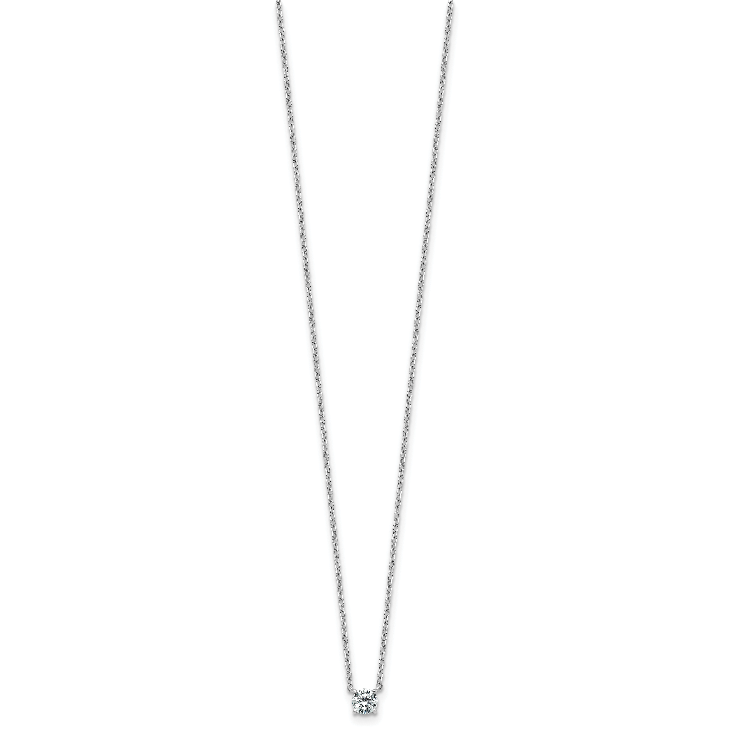 14k White Gold 1/4 carat Lab Grown Diamond VS/SI+ G+ Round Complete Four Prong 18 inch Solitaire Necklace