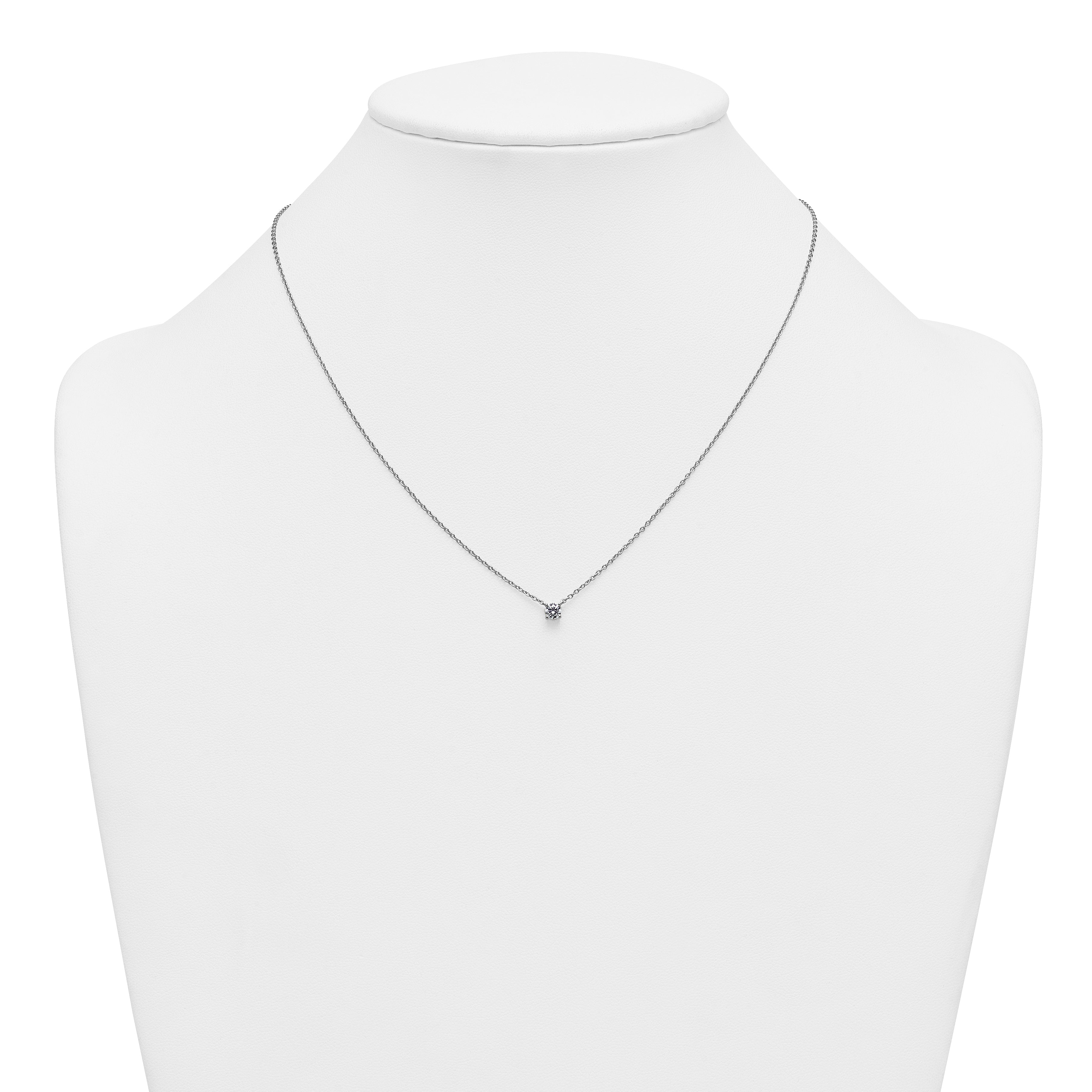14k White Gold 1/4 carat Lab Grown Diamond VS/SI+ G+ Round Complete Four Prong 18 inch Solitaire Necklace