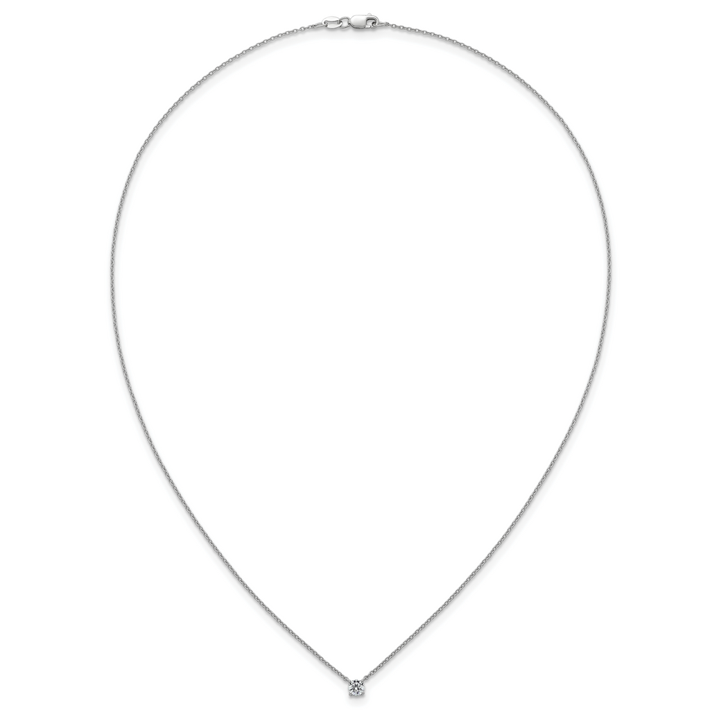 14k White Gold 1/4 carat Lab Grown Diamond VS/SI+ G+ Round Complete Four Prong 18 inch Solitaire Necklace