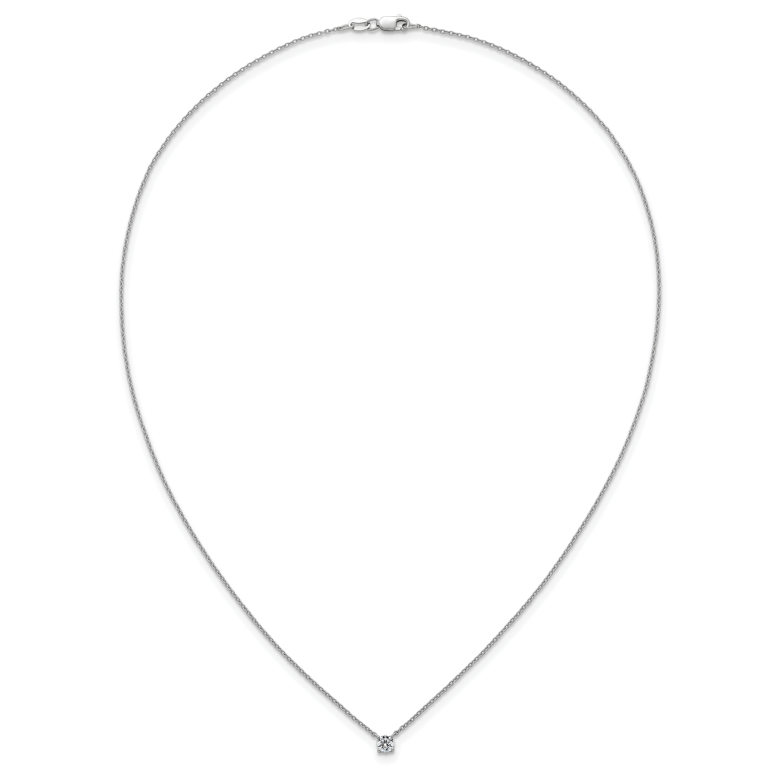 14k White Gold 1/4 carat Lab Grown Diamond VS/SI+ G+ Round Complete Four Prong 18 inch Solitaire Necklace