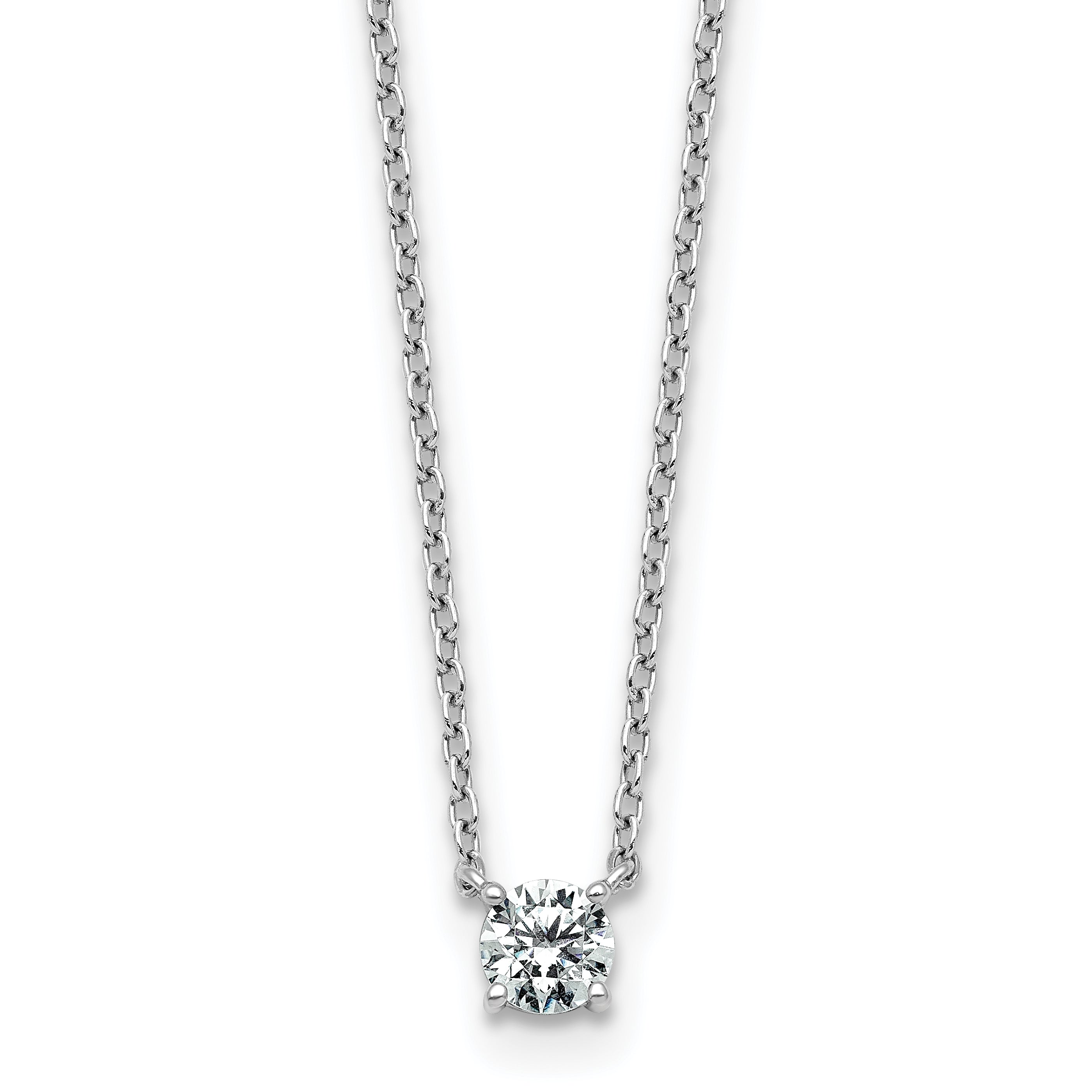 14k White Gold 1/4 carat Lab Grown Diamond VS/SI+ G+ Round Complete Four Prong 18 inch Solitaire Necklace Main image