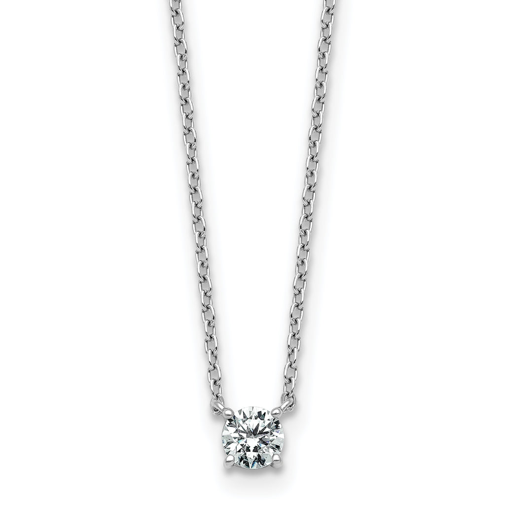 14k White Gold 1/4 carat Lab Grown Diamond VS/SI+ G+ Round Complete Four Prong 18 inch Solitaire Necklace
