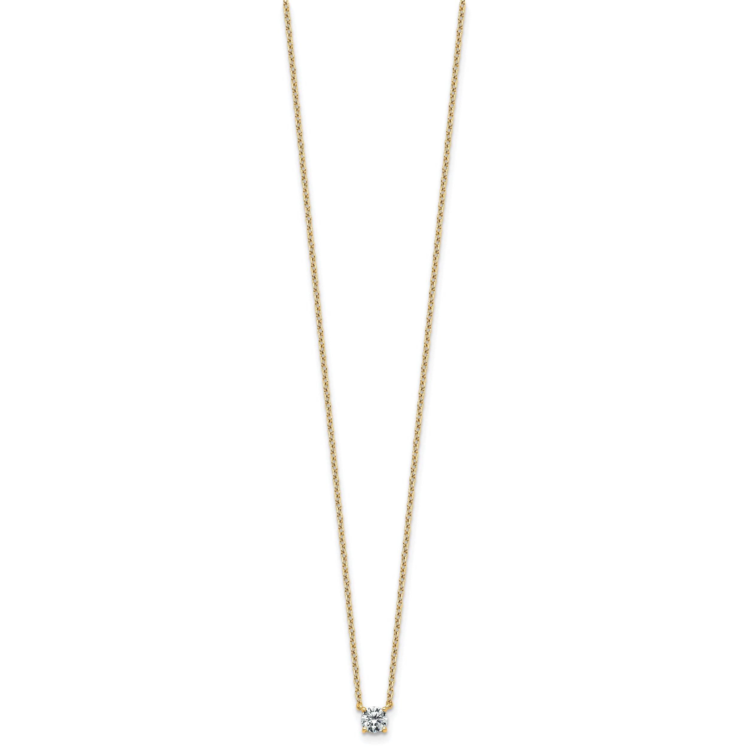 14k 1/4 carat Lab Grown Diamond VS+ F+ Round Complete Four Prong 18 inch Solitaire Necklace