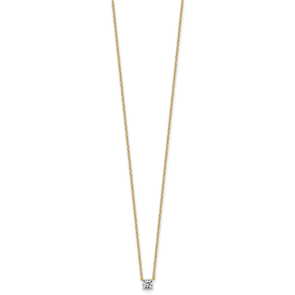 14k 1/4 carat Lab Grown Diamond VS+ F+ Round Complete Four Prong 18 inch Solitaire Necklace