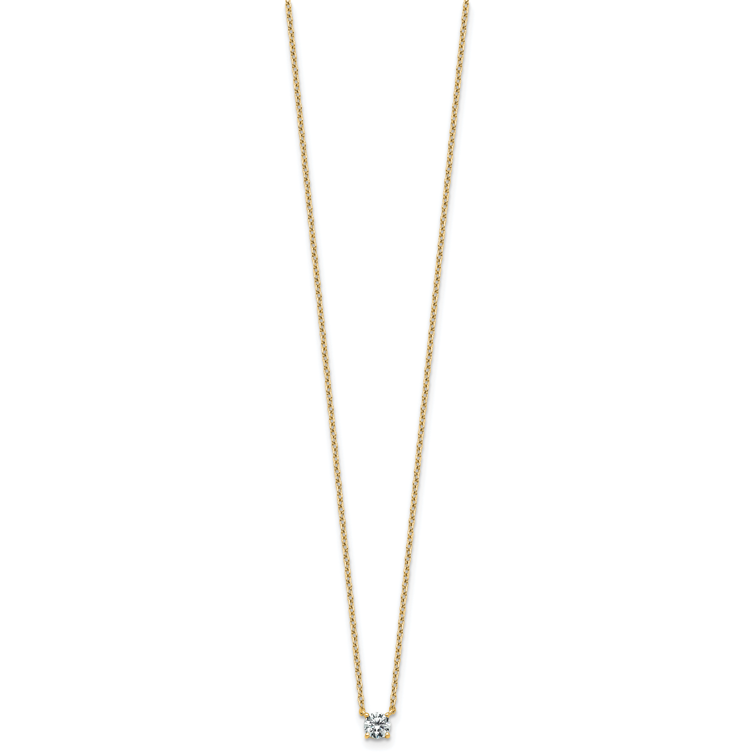 14k 1/4 carat Lab Grown Diamond VS+ F+ Round Complete Four Prong 18 inch Solitaire Necklace