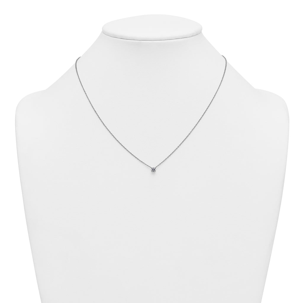 14k 1/4 carat Lab Grown Diamond VS+ F+ Round Complete Four Prong 18 inch Solitaire Necklace