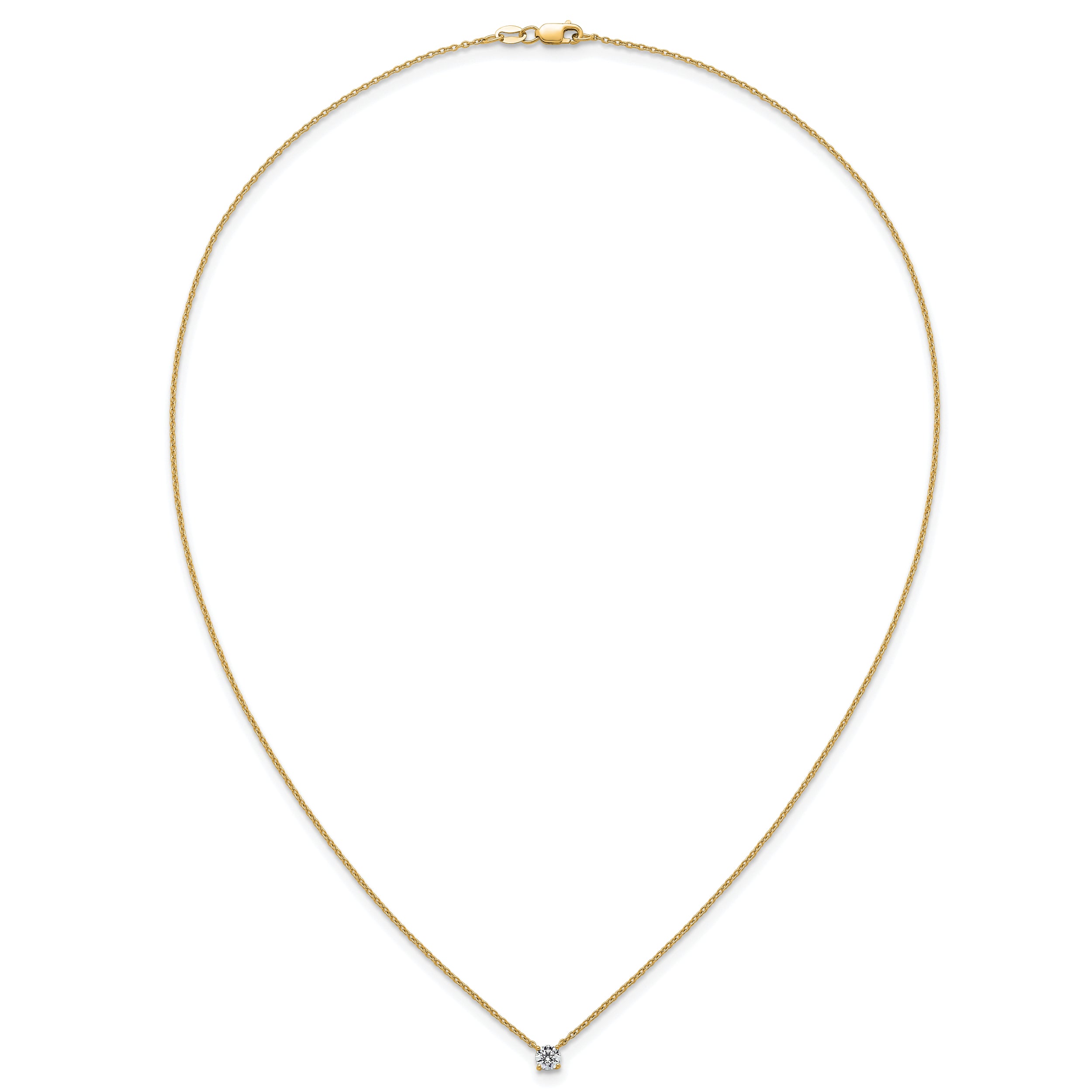 14k 1/4 carat Lab Grown Diamond VS+ F+ Round Complete Four Prong 18 inch Solitaire Necklace