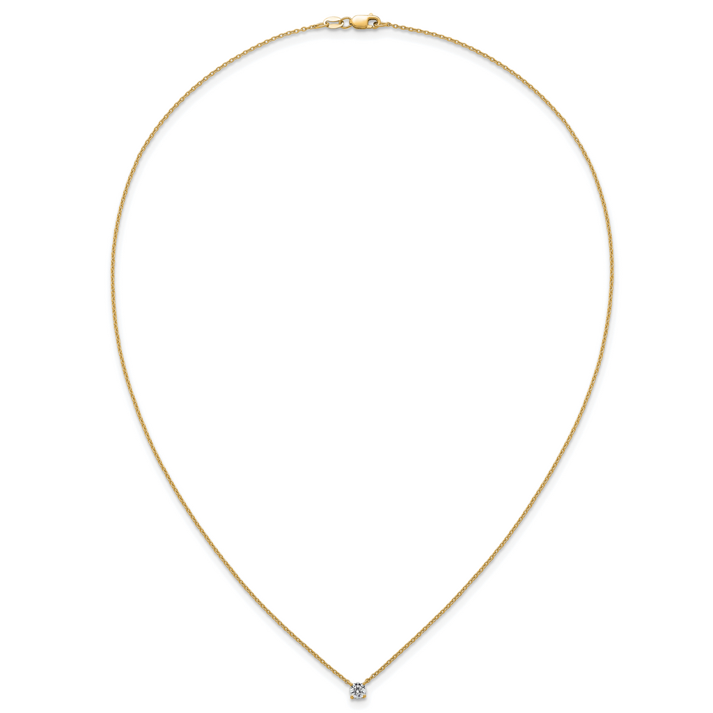 14k 1/4 carat Lab Grown Diamond VS+ F+ Round Complete Four Prong 18 inch Solitaire Necklace