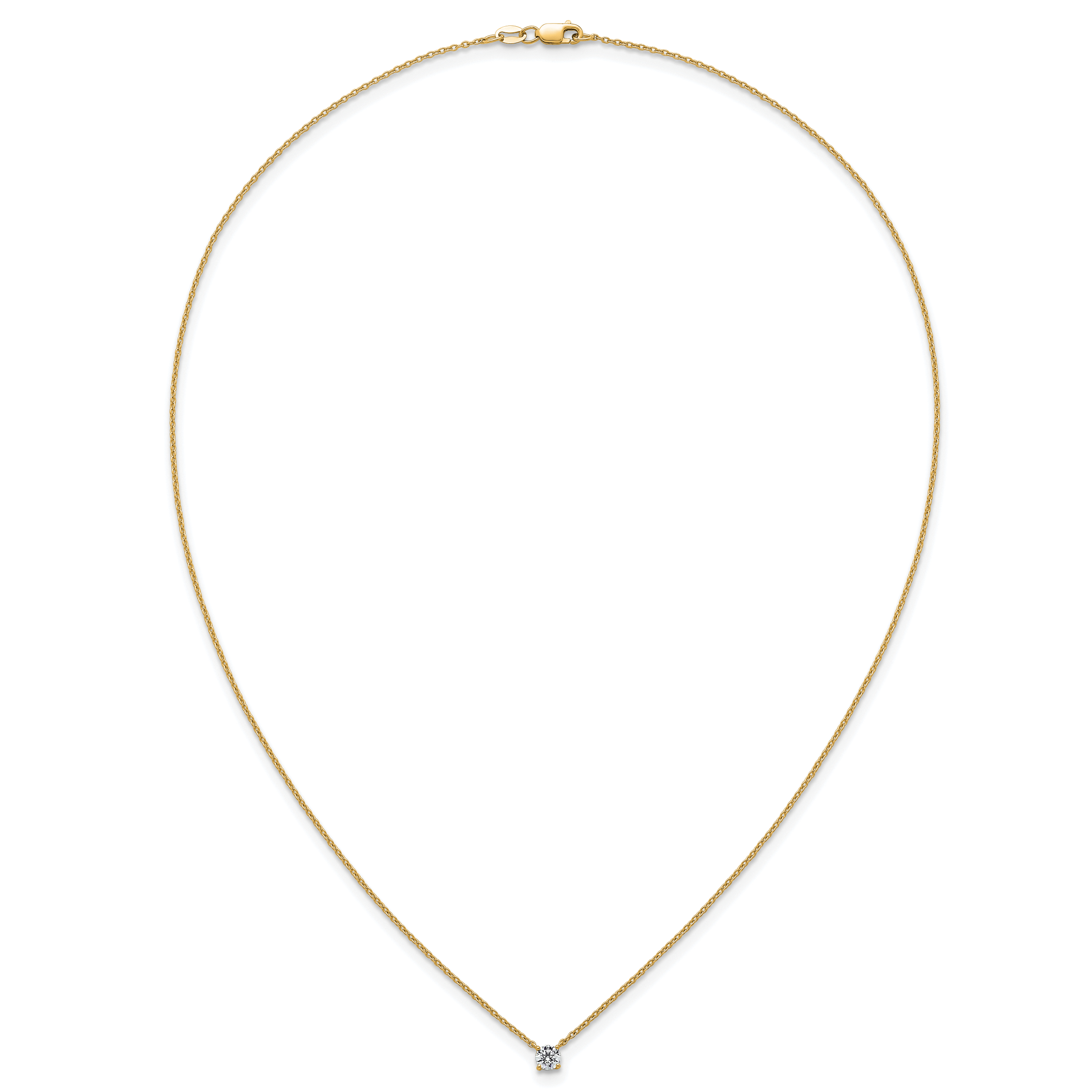 14k 1/4 carat Lab Grown Diamond VS+ F+ Round Complete Four Prong 18 inch Solitaire Necklace