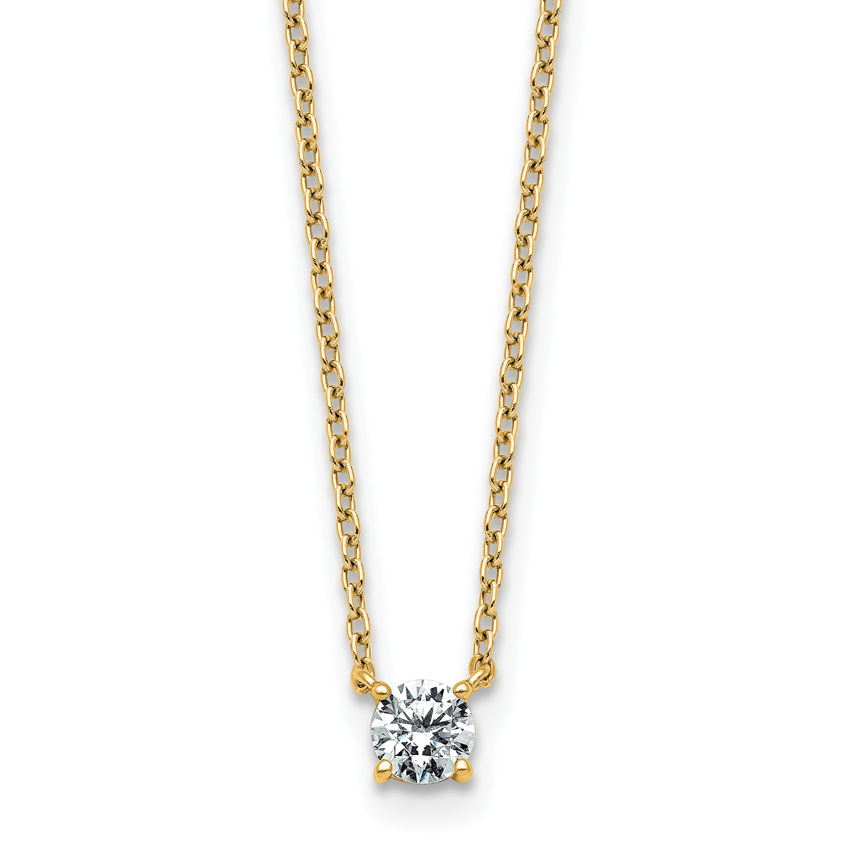 14k 1/4 carat Lab Grown Diamond VS+ F+ Round Complete Four Prong 18 inch Solitaire Necklace
