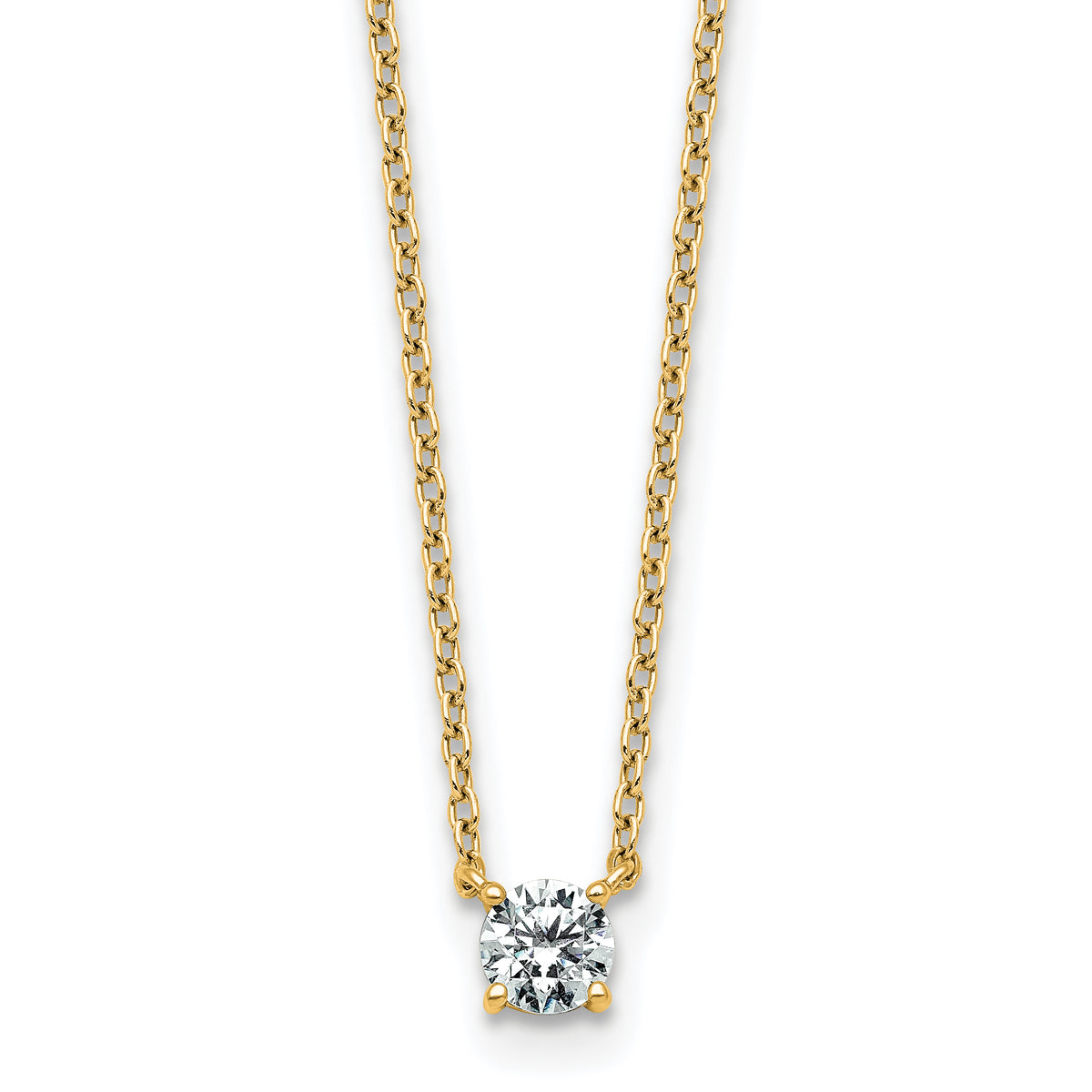 14k 1/4 carat Lab Grown Diamond VS+ F+ Round Complete Four Prong 18 inch Solitaire Necklace