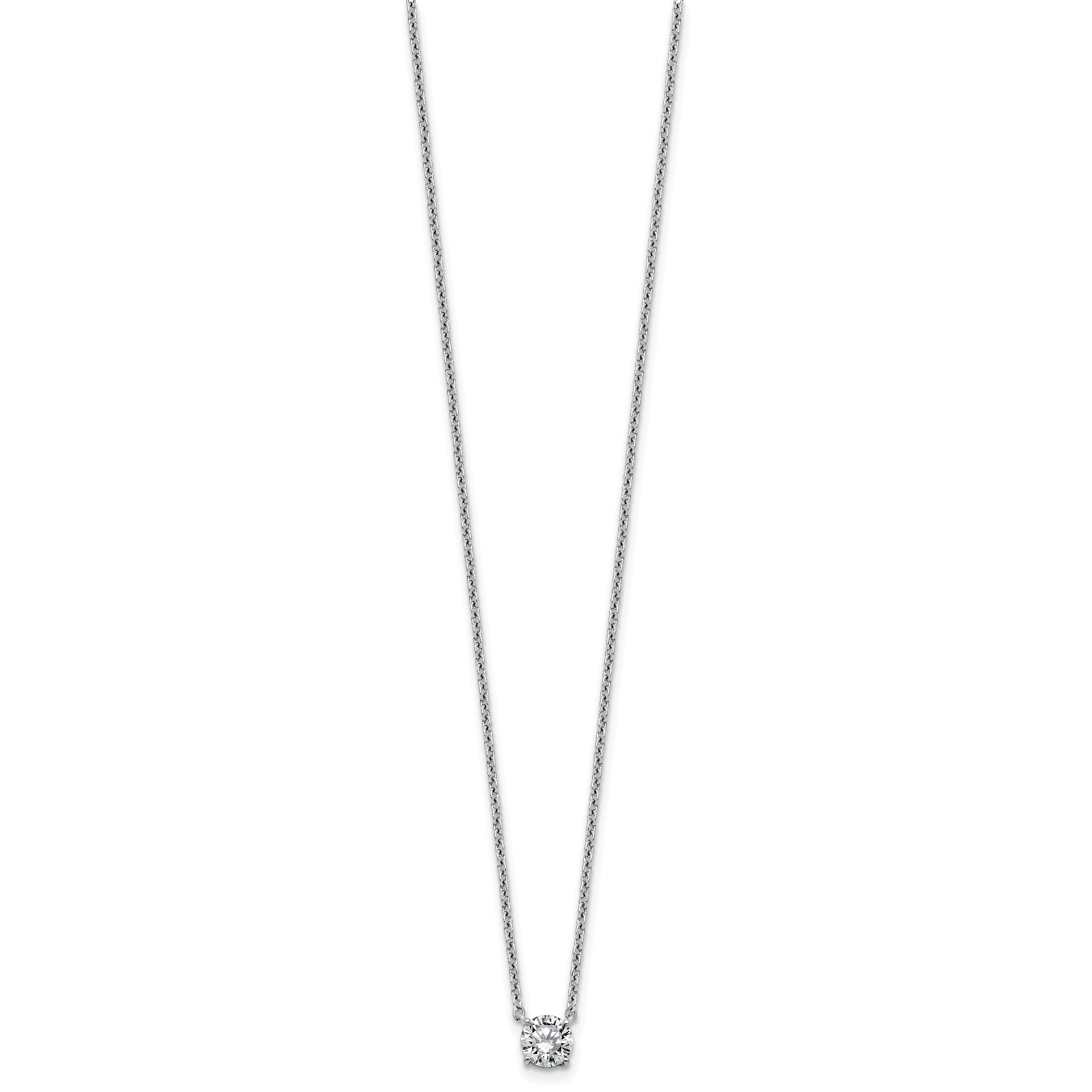 14k White Gold 1/2 carat Lab Grown Diamond VS/SI+ G+ Round Complete Four Prong 18 inch Solitaire Necklace