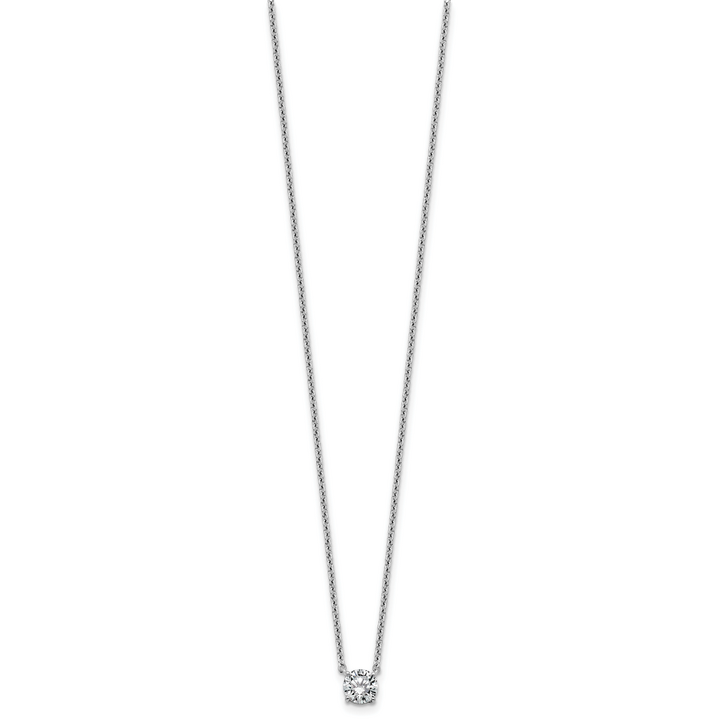 14k White Gold 1/2 carat Lab Grown Diamond VS/SI+ G+ Round Complete Four Prong 18 inch Solitaire Necklace