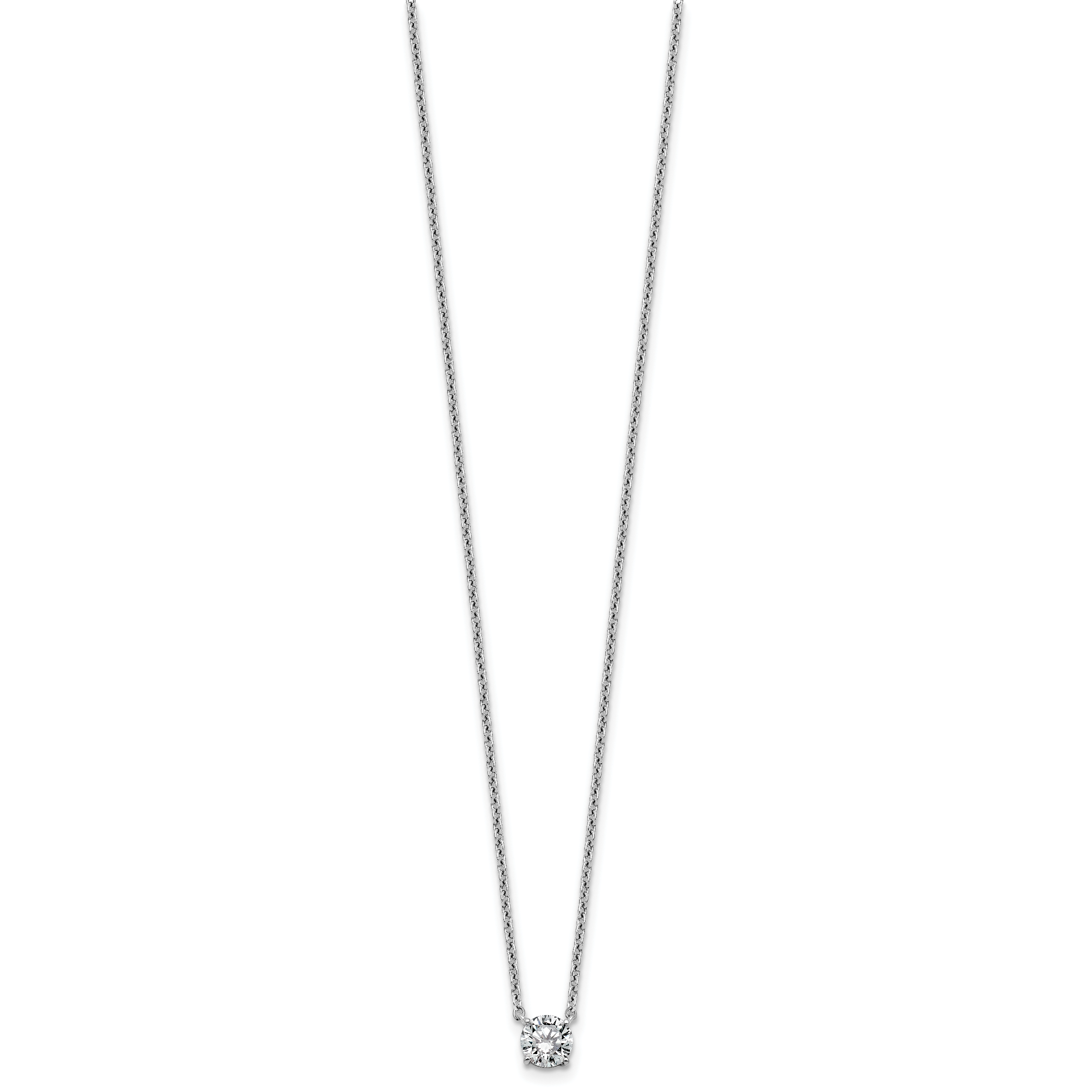 14k White Gold 1/2 carat Lab Grown Diamond VS/SI+ G+ Round Complete Four Prong 18 inch Solitaire Necklace