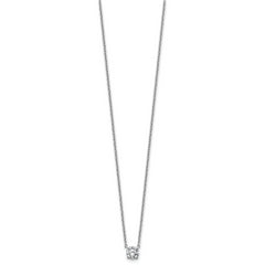 14k White Gold 1/2 carat Lab Grown Diamond VS/SI+ G+ Round Complete Four Prong 18 inch Solitaire Necklace