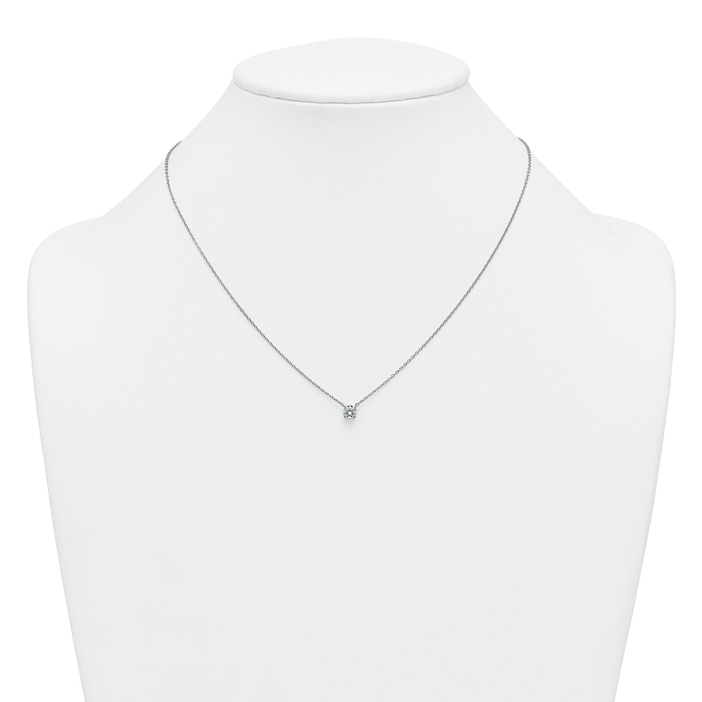 14k White Gold 1/2 carat Lab Grown Diamond VS/SI+ G+ Round Complete Four Prong 18 inch Solitaire Necklace