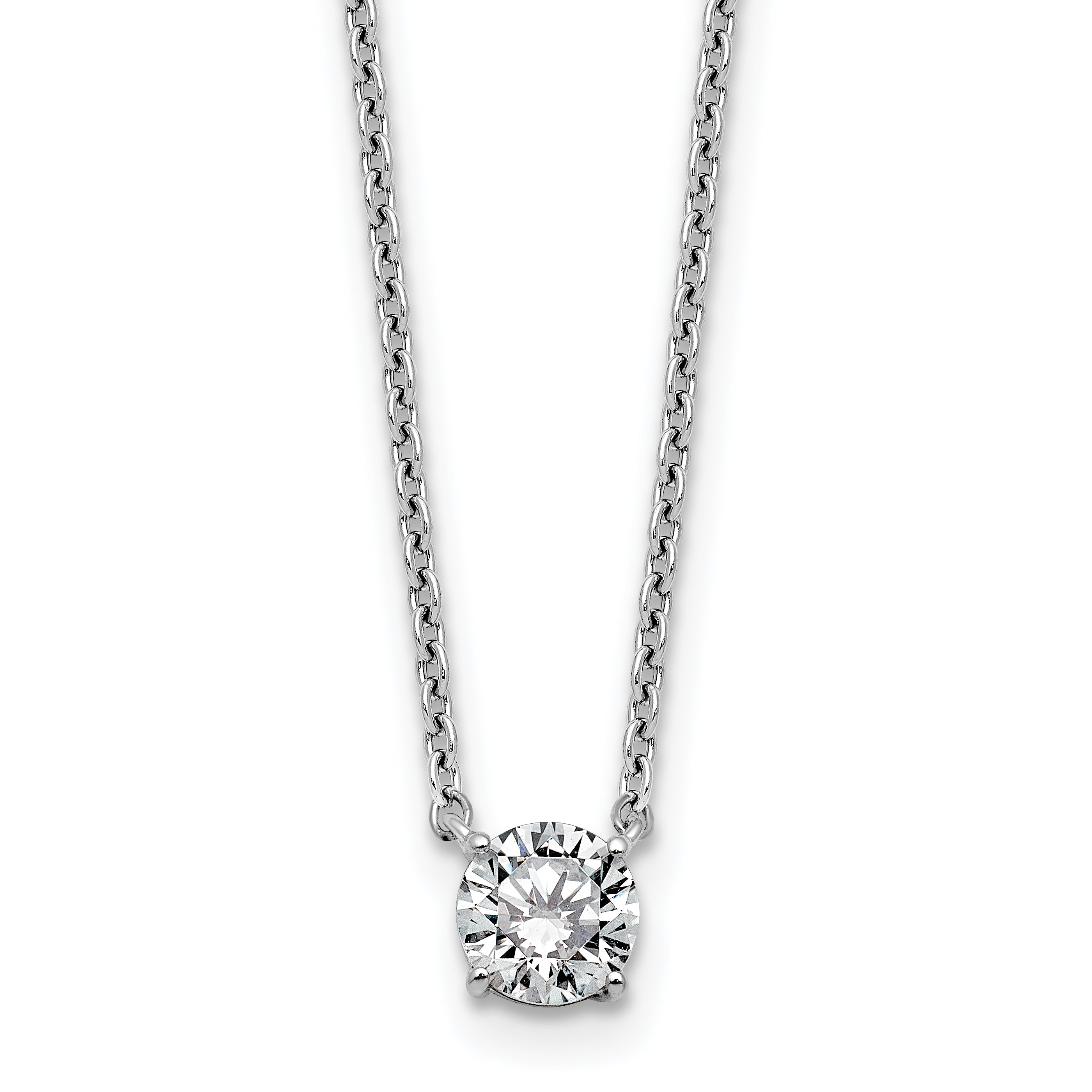 14k White Gold 1/2 carat Lab Grown Diamond VS/SI+ G+ Round Complete Four Prong 18 inch Solitaire Necklace