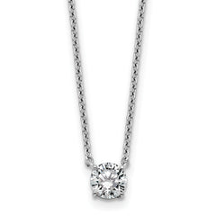 14k White Gold 1/2 carat Lab Grown Diamond VS/SI+ G+ Round Complete Four Prong 18 inch Solitaire Necklace