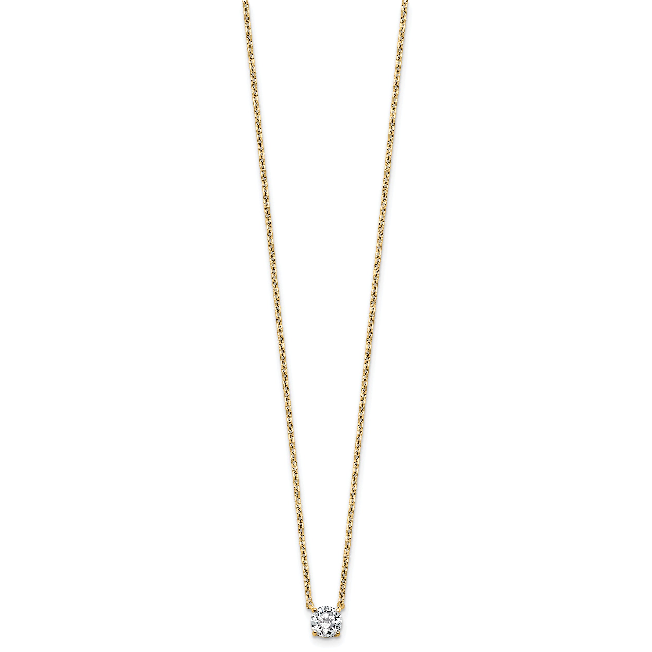 14k 1/2 carat Lab Grown Diamond VS+ F+ Round Complete Four Prong 18 inch Solitaire Necklace