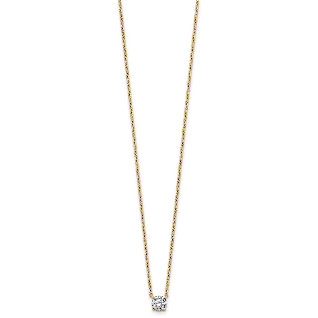 14k 1/2 carat Lab Grown Diamond VS+ F+ Round Complete Four Prong 18 inch Solitaire Necklace