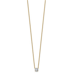 14k 1/2 carat Lab Grown Diamond VS+ F+ Round Complete Four Prong 18 inch Solitaire Necklace