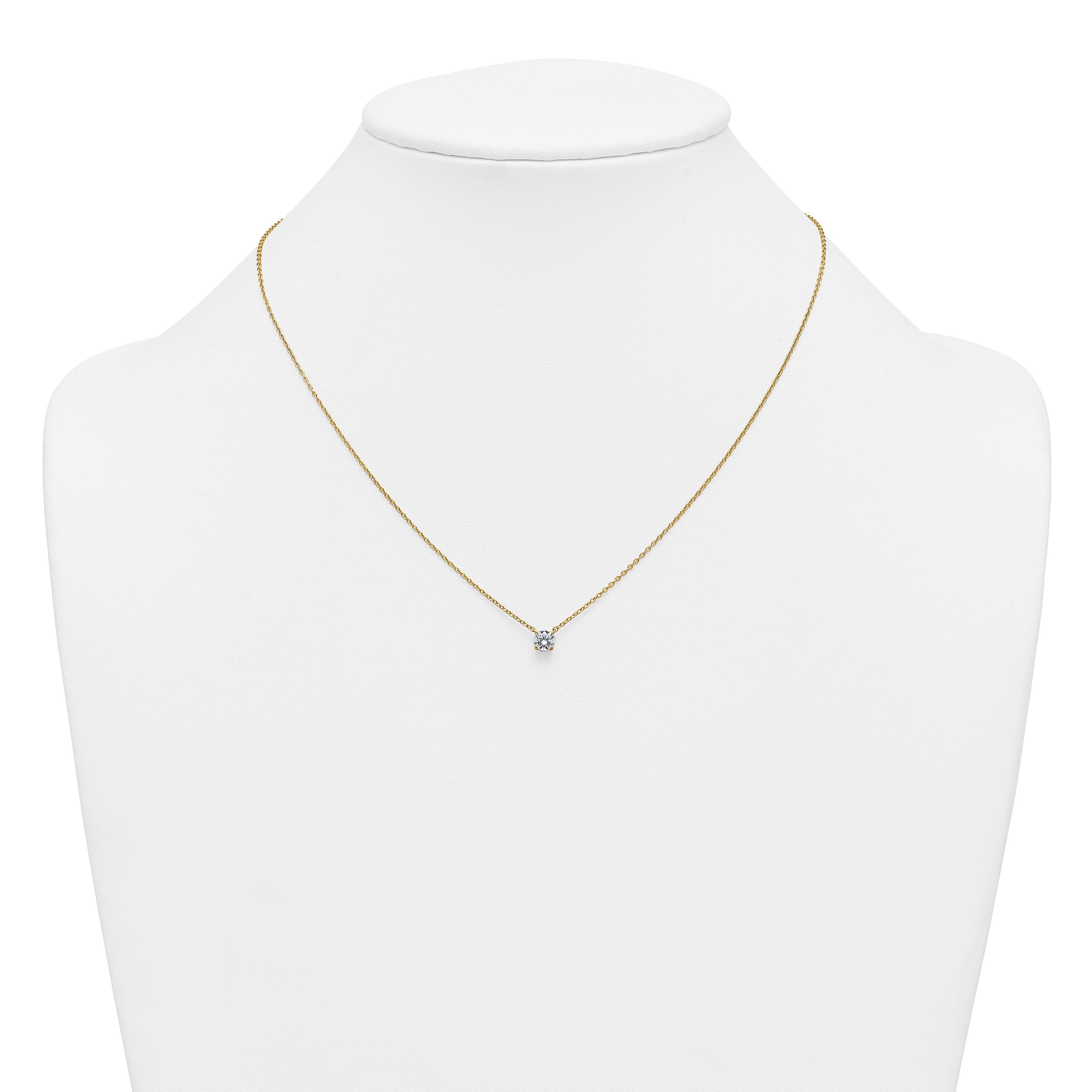 14k 1/2 carat Lab Grown Diamond VS+ F+ Round Complete Four Prong 18 inch Solitaire Necklace
