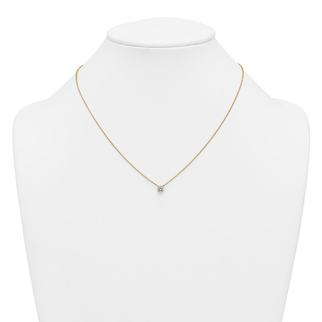 14k 1/2 carat Lab Grown Diamond VS+ F+ Round Complete Four Prong 18 inch Solitaire Necklace