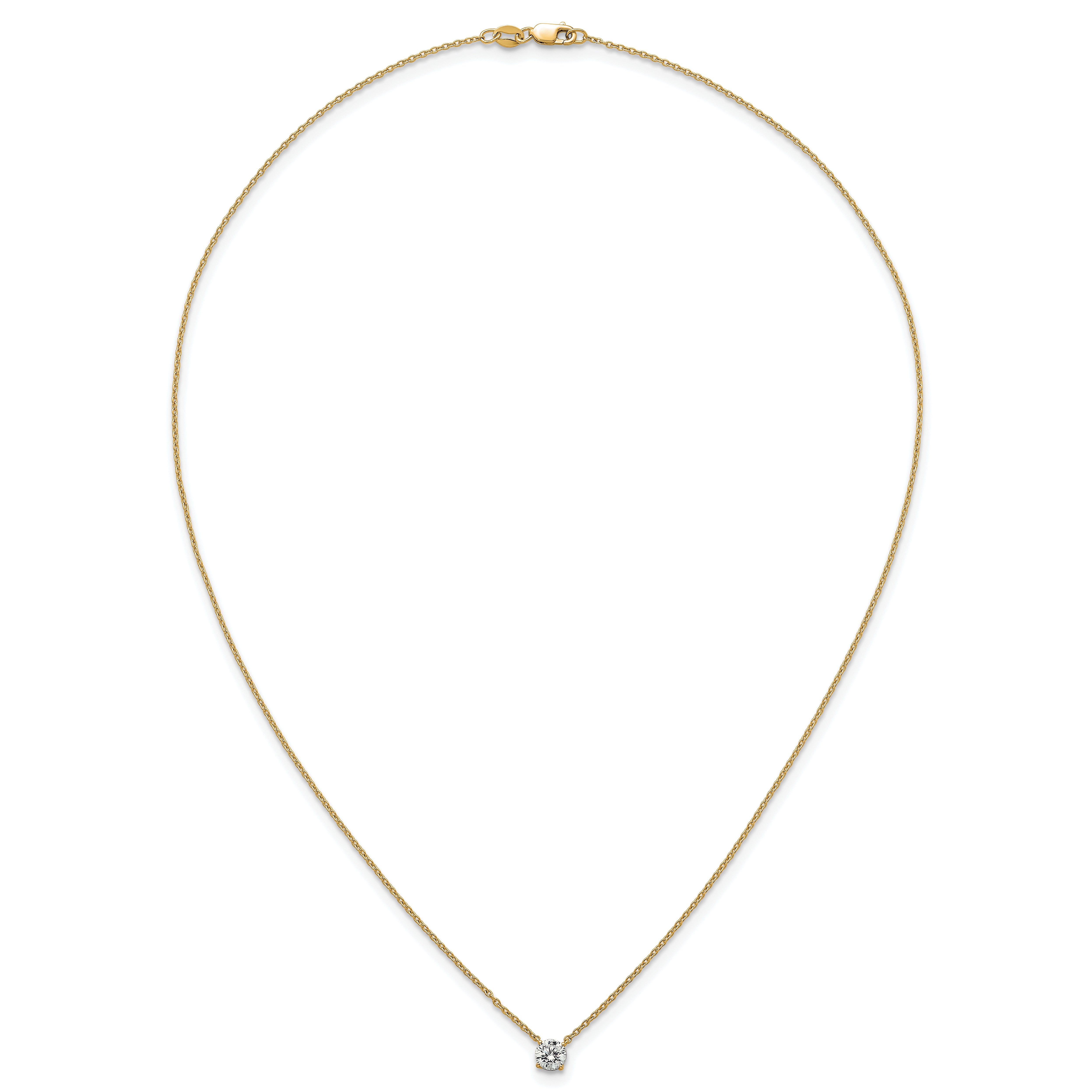 14k 1/2 carat Lab Grown Diamond VS+ F+ Round Complete Four Prong 18 inch Solitaire Necklace