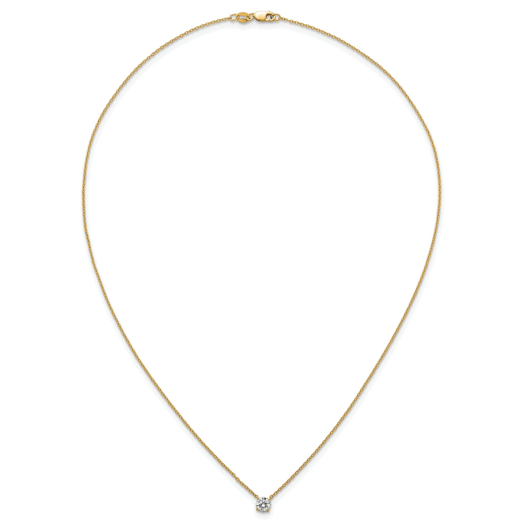 14k 1/2 carat Lab Grown Diamond VS+ F+ Round Complete Four Prong 18 inch Solitaire Necklace