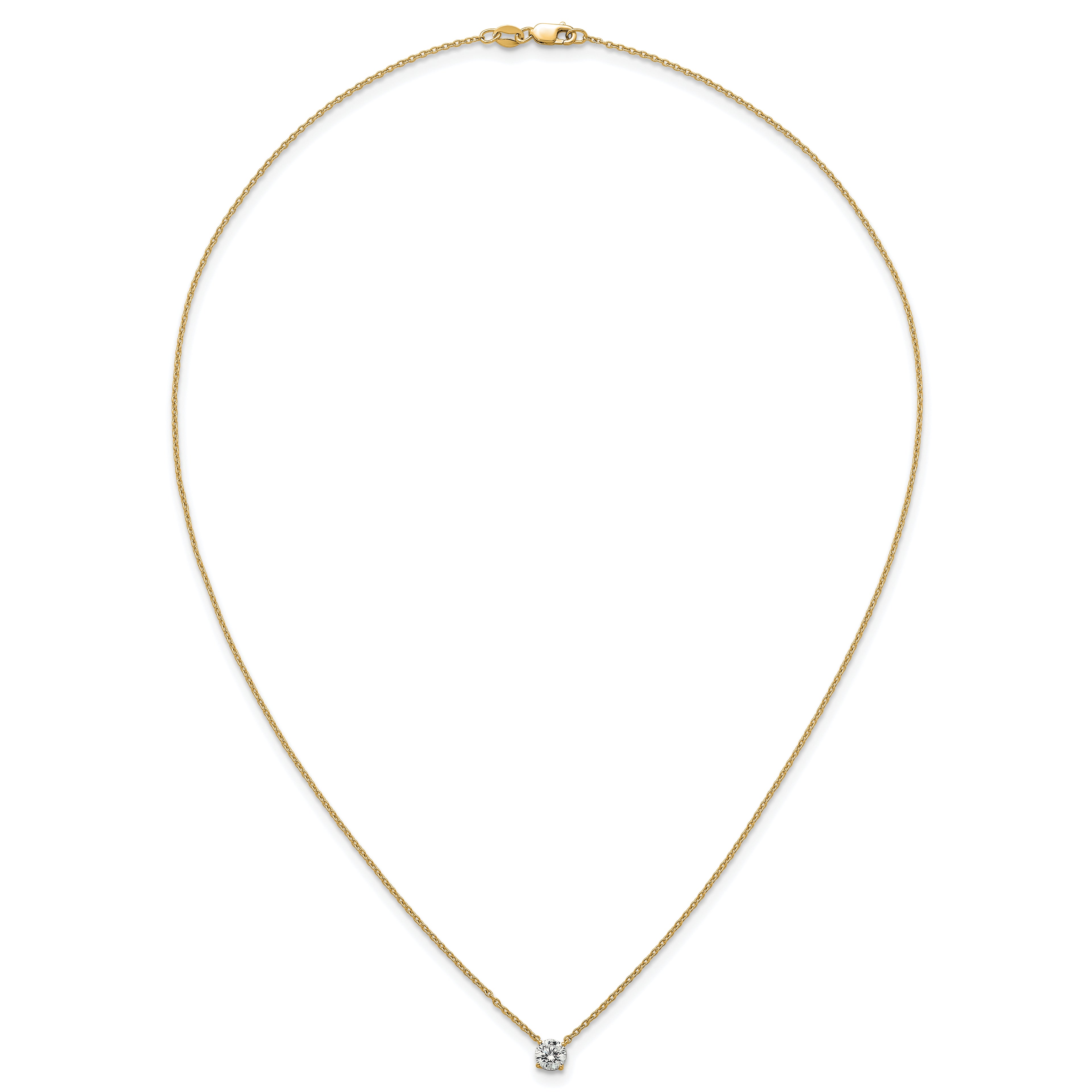 14k 1/2 carat Lab Grown Diamond VS+ F+ Round Complete Four Prong 18 inch Solitaire Necklace